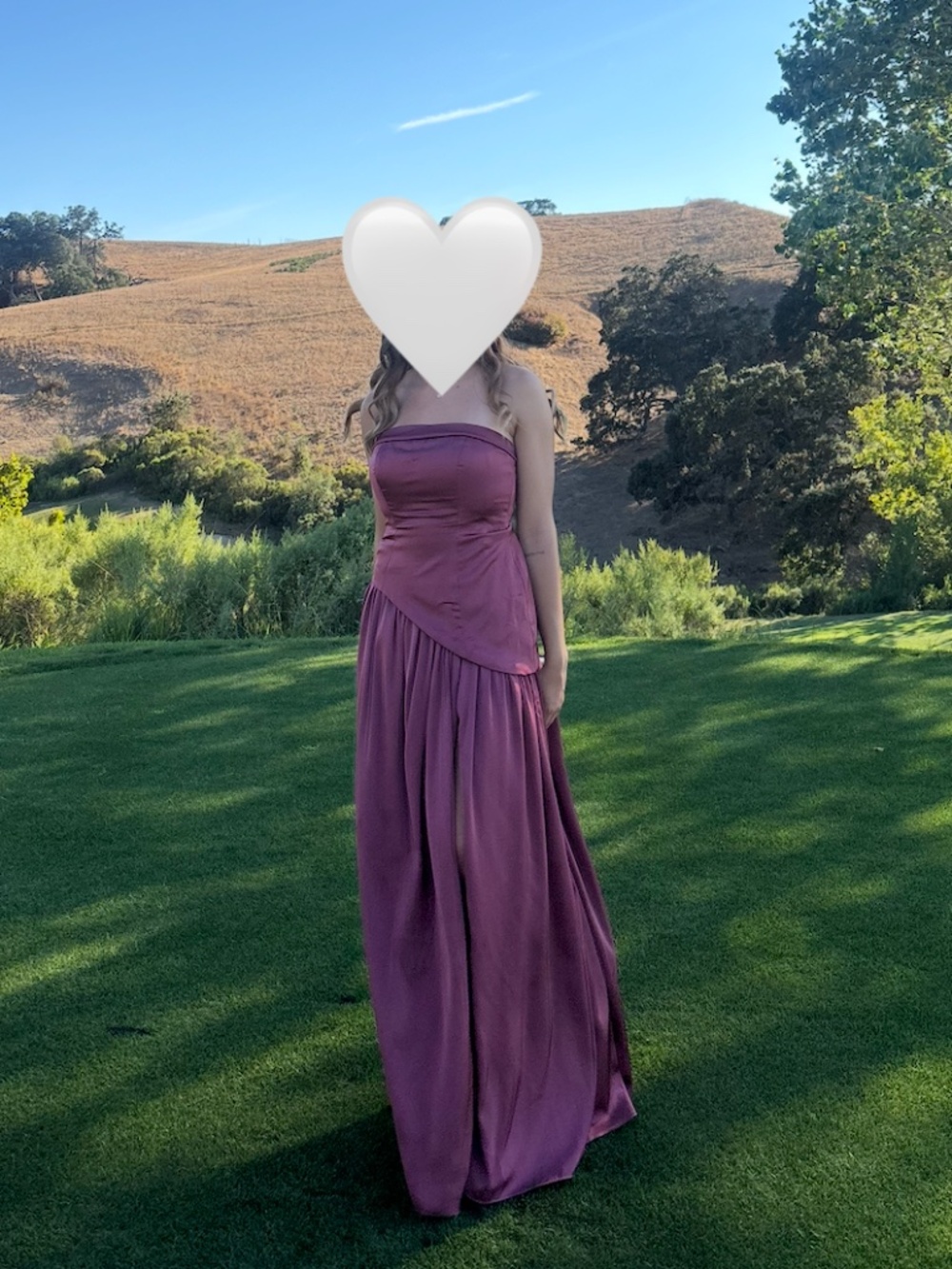 Satin Strapless Corset Back Maxi Dress Mauve Berry Bridesmaid Gown